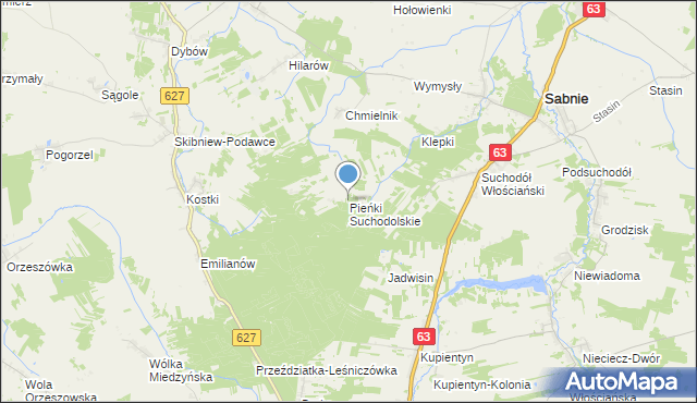 mapa Pieńki Suchodolskie, Pieńki Suchodolskie na mapie Targeo